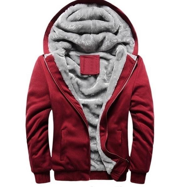 Winter Men's Hooded Long Sleeve Zipper Jacket